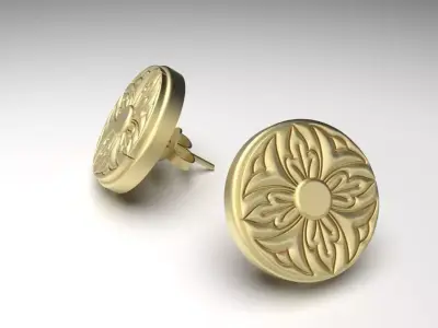 Flower Decor Stud Earrings 001 3D print model