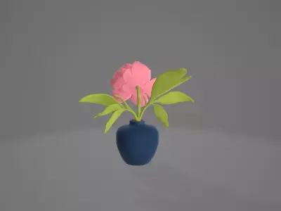 3D Flower in a Vase 3D model