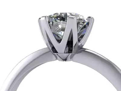 Modern 1 Carat Solitaire Knife Edge design Style Engagement Ring 3D print model