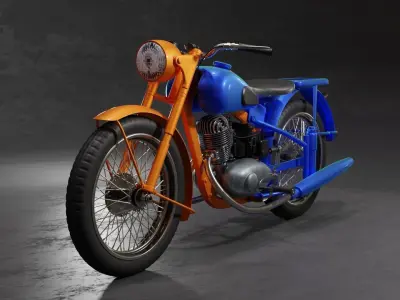 Bike-Motocycle orange and motorcycle 3D model