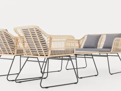 Mons sofa set Low-poly 3D model