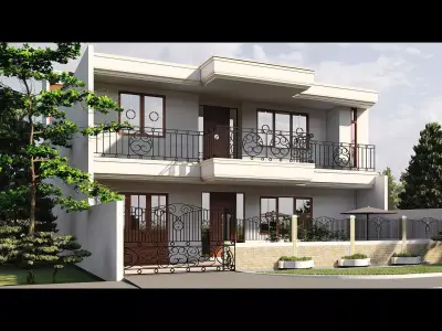 Classic Style 2 Storey House SketchUp Lumion Files Low-poly 3D model