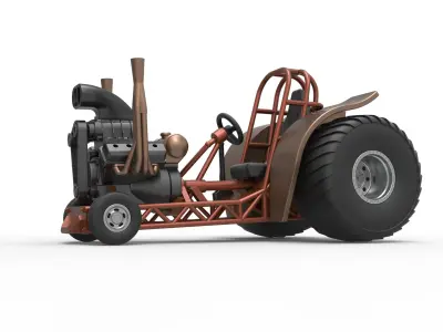 Mini Rod pulling tractor 2 Scale 1 to 25 3D print model