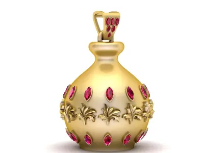 Royal   Pendant with Ruby Stones  3D Printable Jewelry 3D print model