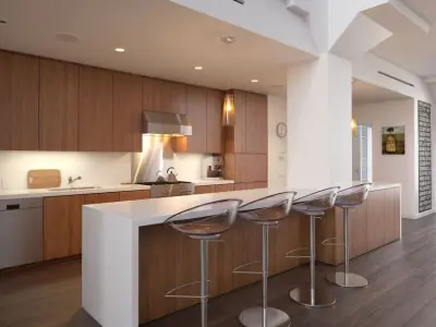 Modern Living Room With Bookcase 3D model