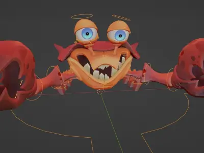 Stylized Crab rigged 3D model