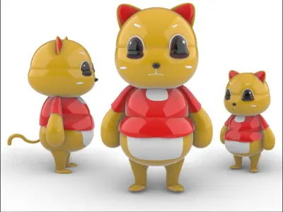 Red Catty  Cat mascot 3D model