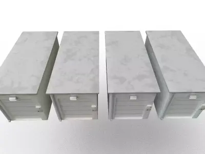 Low Poly Warehouse Building Rigged Doors 4 Color Variants Low-poly 3D model