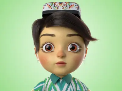 Cartoon Madina Girl Rigged Low-poly 3D model