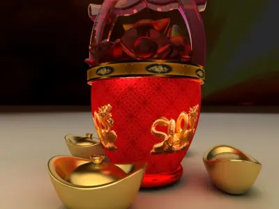 Chinese gold Ingot bucket  3D model