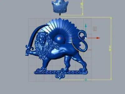 lion and sun necklace gold 3D print model