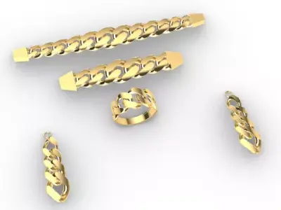 Luxury Jewelry Set 3D Bracelet Ring Earrings Necklace STL 3dm 3D print model