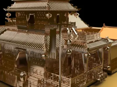 Chinese ancient courtyard house  3D model