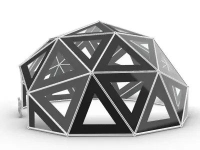 Geodesic Dome V1 Large with Frame and Panels and Entryway 3D model