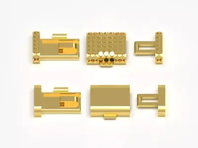Simple gold box lock with three-pointed clasp model gl0013 3D print model
