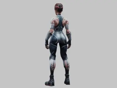 Lowpoly SciFi Female Wrestler Game-Ready 3D Asset   Low-poly 3D model
