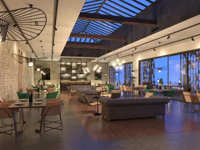 cafe restaurant full complete 3D model