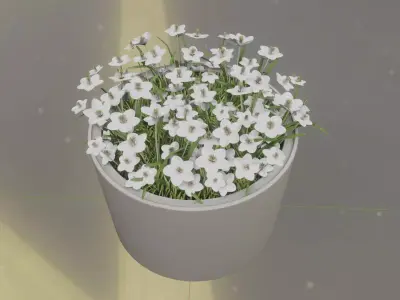 Concrete Pipe Pot 1000mm with White Version 2 Low-poly 3D model