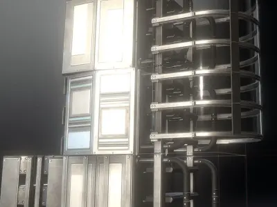 Modular Sci-Fi Ladders Basic Version Low-poly 3D model