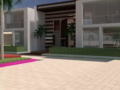 Luxury house with ocean view and interior 3D model