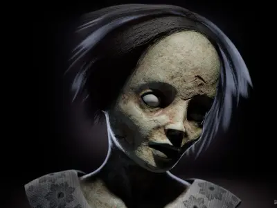 Damn doll game character for Horror games Low-poly 3D model