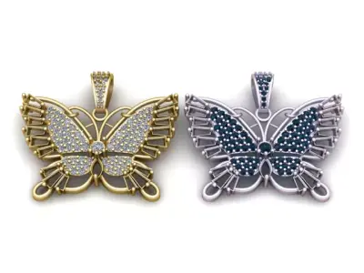 Luxury Butterfly Diamond Pendant 3D Printable  3D print model