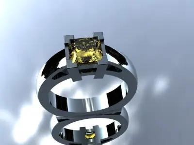 Princess Cut Solitaire Size 6 Diamond Ring Gold Ladies Jewelry 3D print model