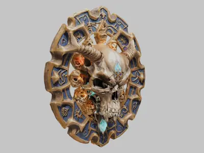 Sci-Fi Skull Emblem Low-poly 3D model