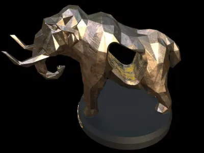 Steampunk Mammoth Pose Low-poly 3D model