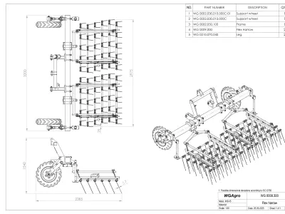 WG 0009 - Complete range of 5 flex harrow 3D model