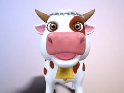 cartoon cow Low-poly 3D model