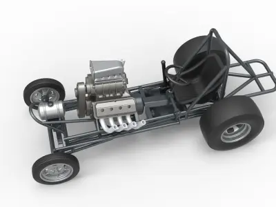 Vintage Front engine dragster Base Scale 1 to 25 3D print model