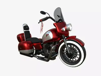 Motorcycle Cartoon B07 Red White - Custom Vehicle Design Low-poly 3D model