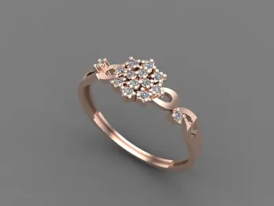 Women Ring Diamond Stone STL 3DM Lightweight Printable 3D print model 75