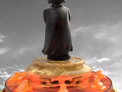 Chinese display stand with monk kid  3D model