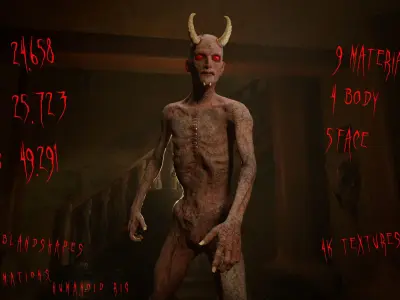 The Demon game character for Horror and Fantasy games Low-poly 3D model