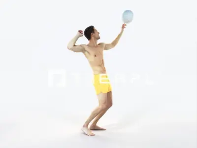 Virtue 04L Beach Serving Sports Man Low-poly 3D model