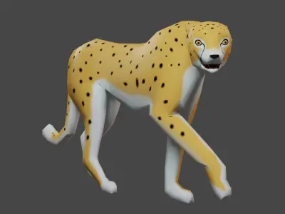 Low poly Cheetah Rigged 3D model Low-poly 3D model