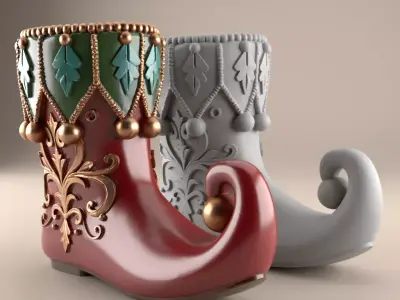 Elf Boot Planter urn candy container candle holder 3D print model