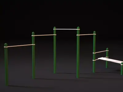 Workout 2 set of exercise equipment 3D model