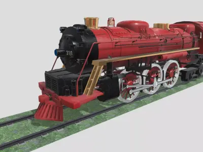 Steam Engine Train Wagon  Low-poly 3D model