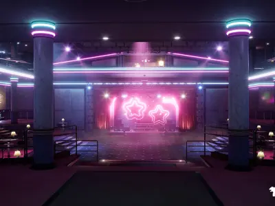Miami Club Environment Low-poly 3D model