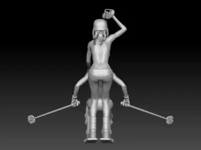 winter ski girl bikini 4 and 5 3D print model