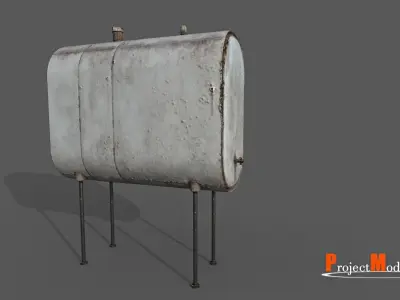 Old water tank-Version 001 Low-poly 3D model