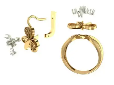 Set ring anf earrings f or 3D Models 3D print model
