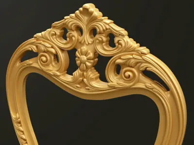 Classic Baroque Style Wooden Chair Base for CNC 3D model