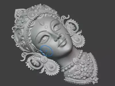 Durga Maa Face Sculpture 3D Model Highly Detailed Indian Goddess 3D print model