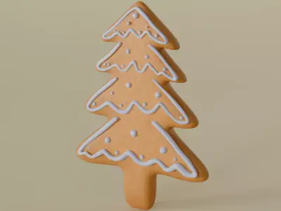 Gingerbread Tree Cookie 3D Model - Christmas Holiday Dessert 3D model