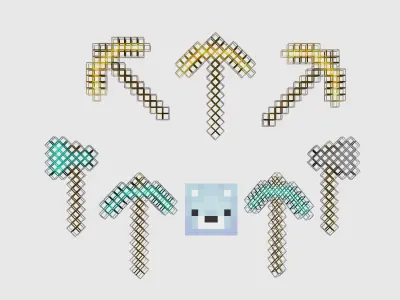 Minecraft PvP Survival Tools Low-poly 3D model