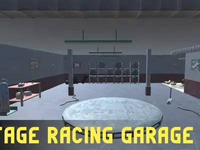 Vintage Racing Garage Low-poly 3D model